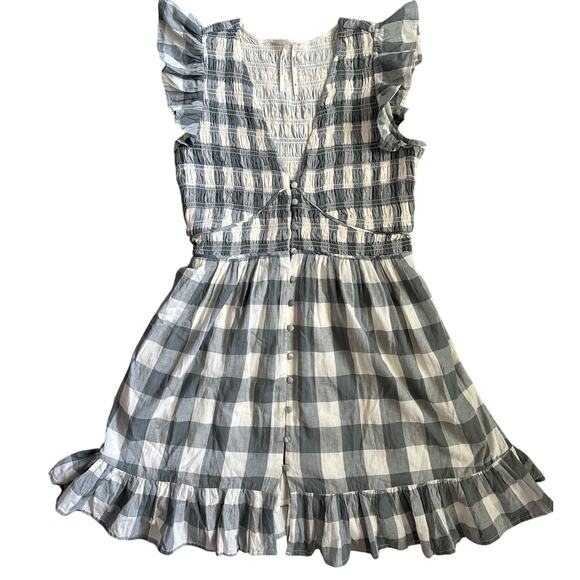 Anthropologie The Peregine Smocked Bodice Checkered Mini Dress Green Size XS - Picture 7 of 14